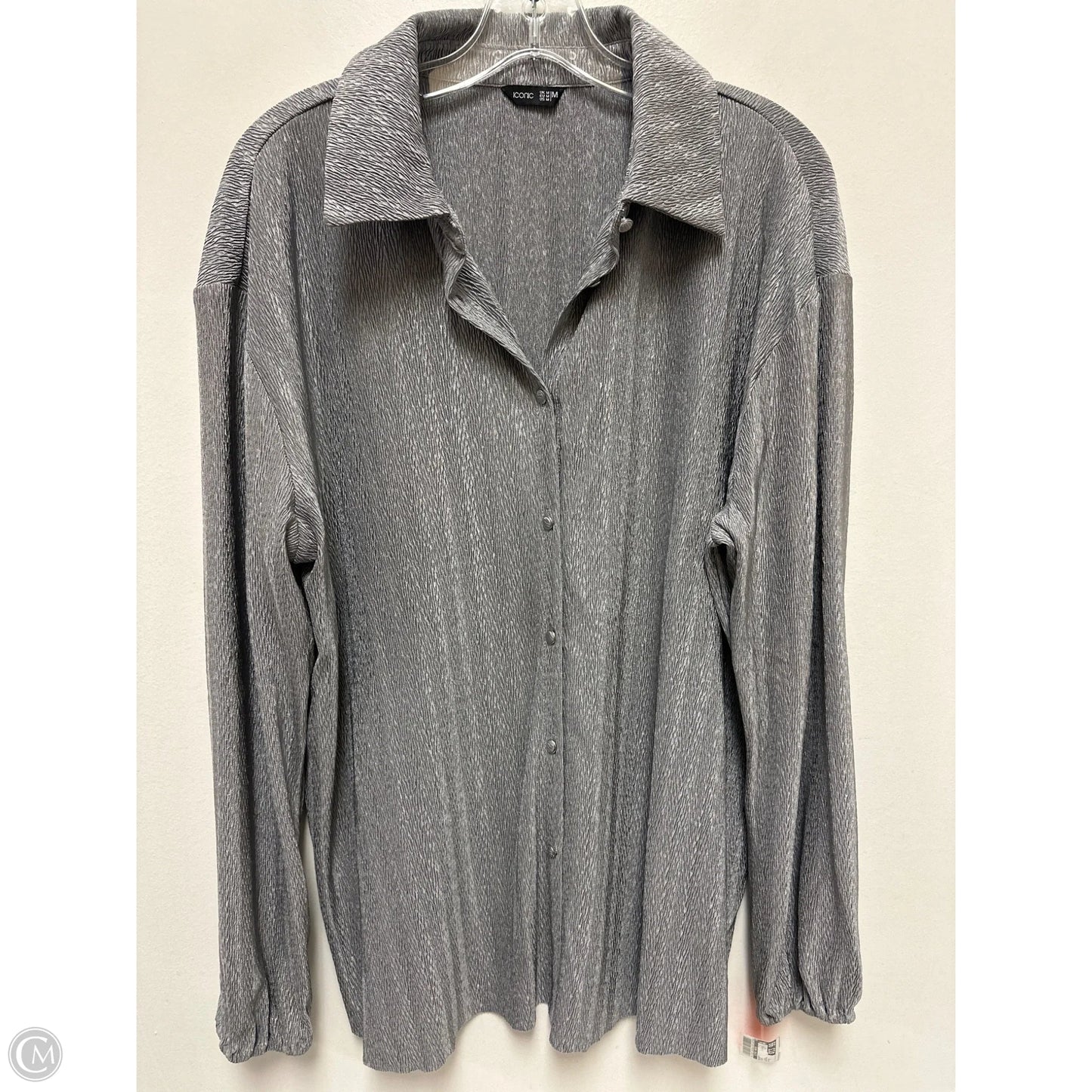 Blouse Long Sleeve By Clothes Mentor In Grey, Size: M