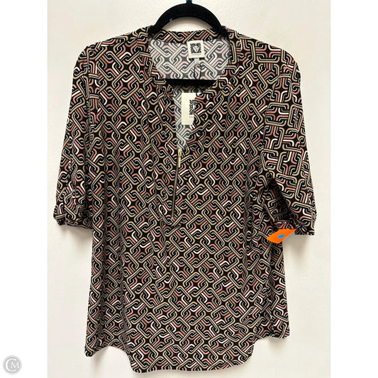 Top Short Sleeve By Anne Klein In Black & Pink, Size: L