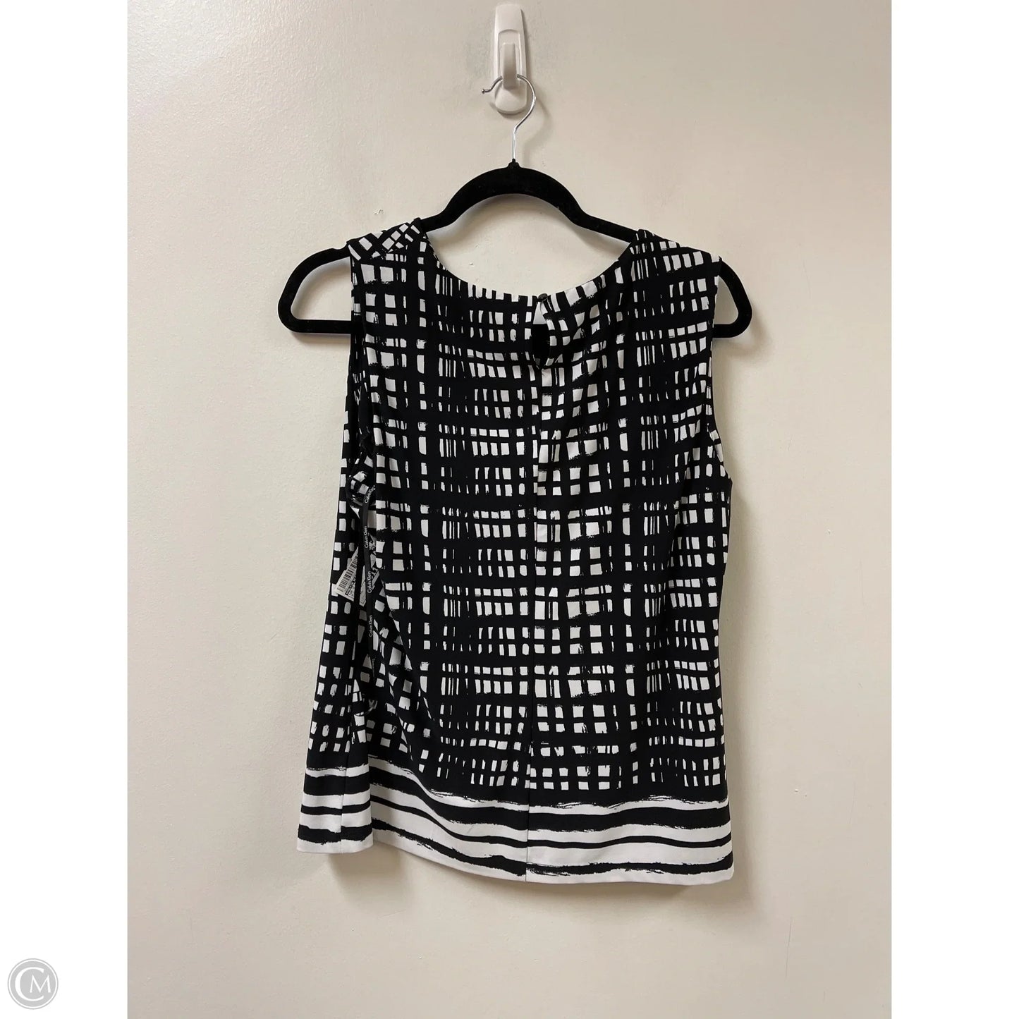 Top Sleeveless By Calvin Klein In Black & White, Size: Xl