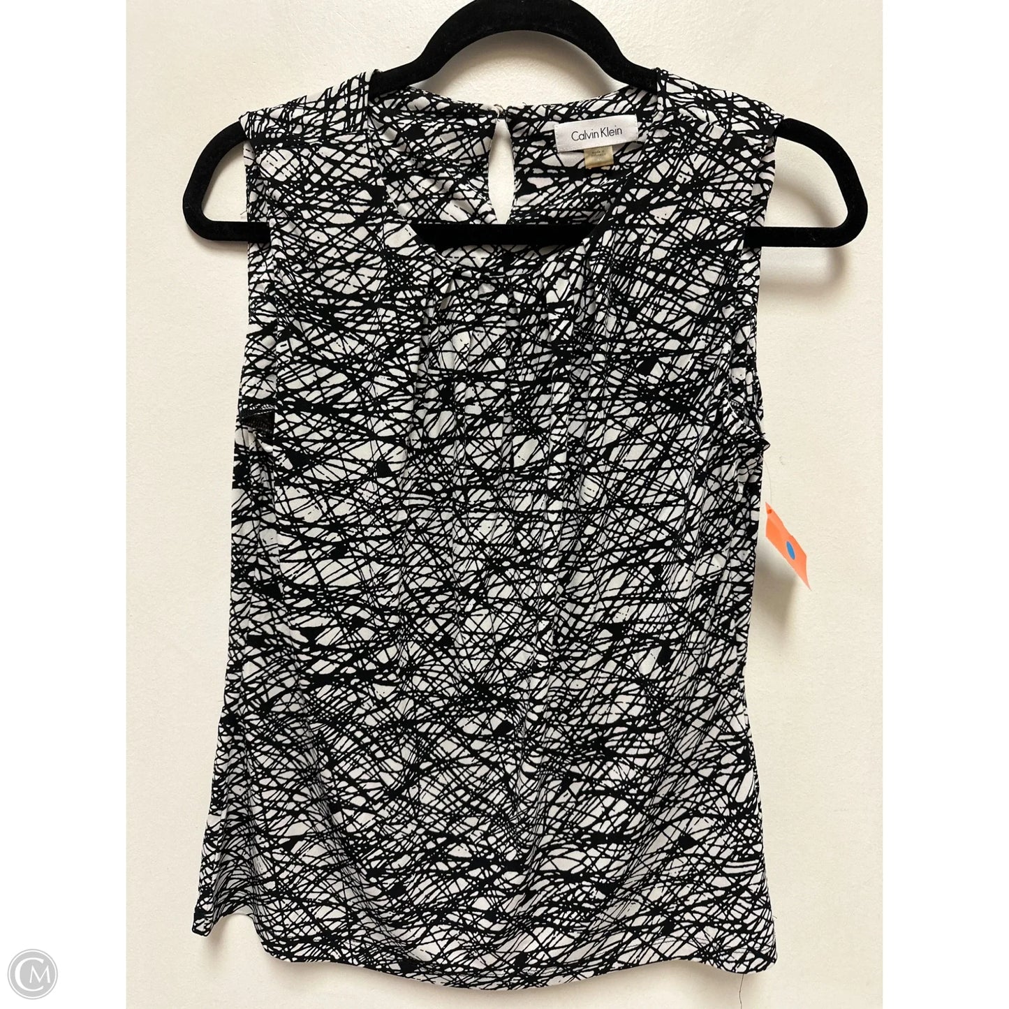 Top Sleeveless By Calvin Klein In Black & White, Size: M
