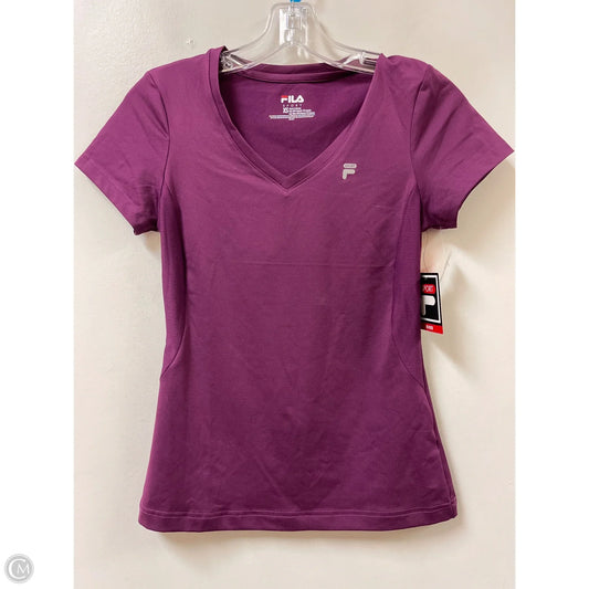 Athletic Top Short Sleeve By Fila In Purple, Size: Xs