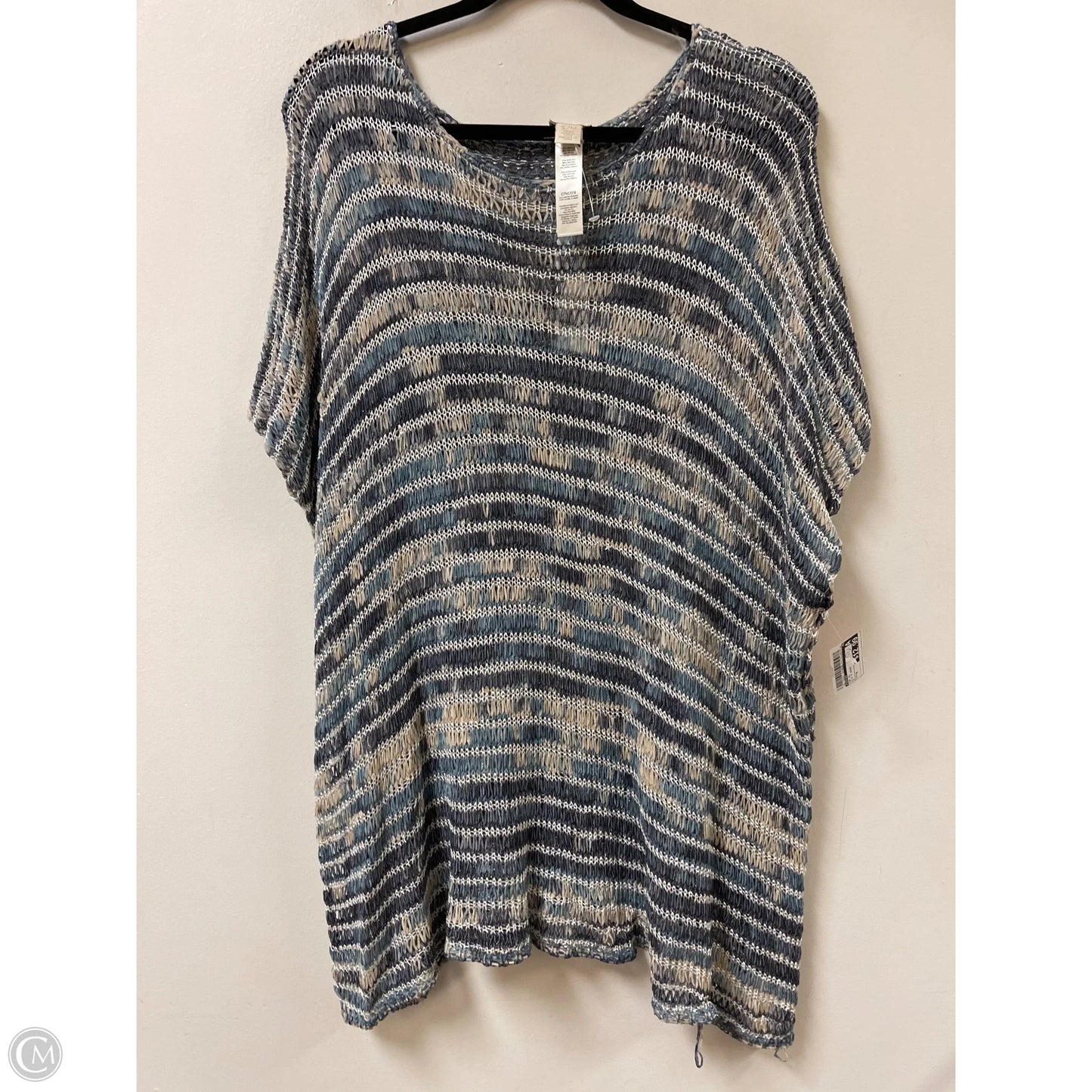 Top Short Sleeve By Chicos In Blue & Cream, Size: M