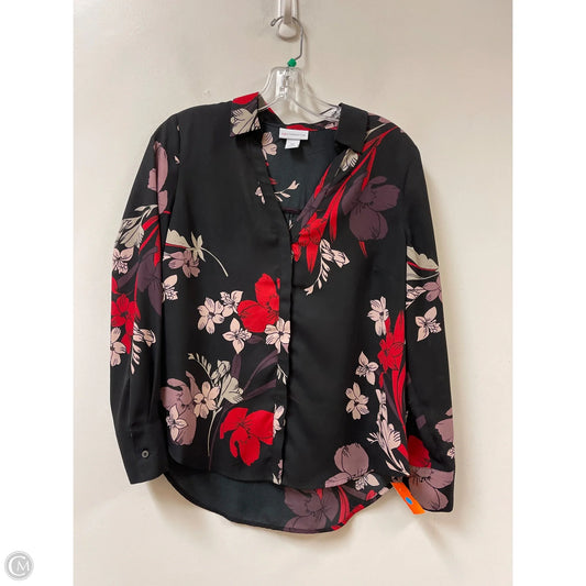 Blouse Long Sleeve By Liz Claiborne In Black & Red, Size: Mp