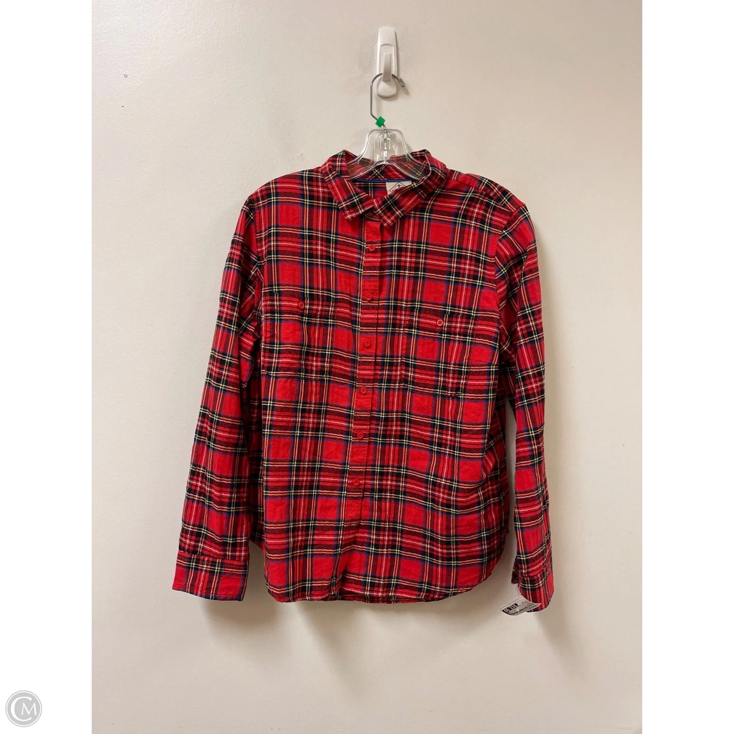 Blouse Long Sleeve By St Johns Bay In Red, Size: Lp