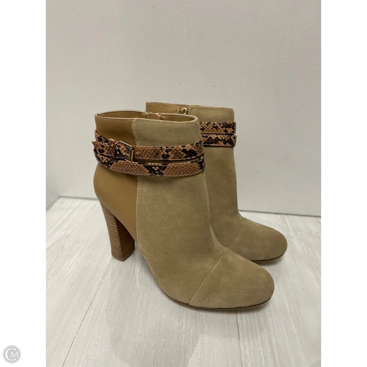 Boots Ankle Heels By Clothes Mentor In Snakeskin Print, Size: 10