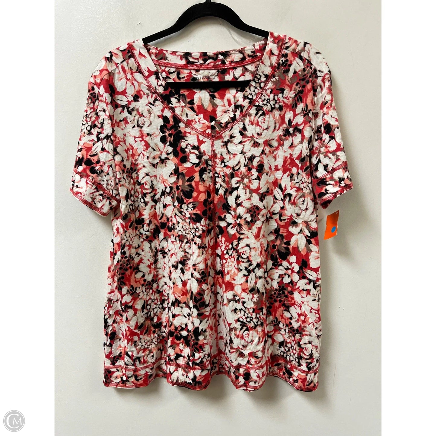 Top Short Sleeve By West Bound In Black & Red, Size: L