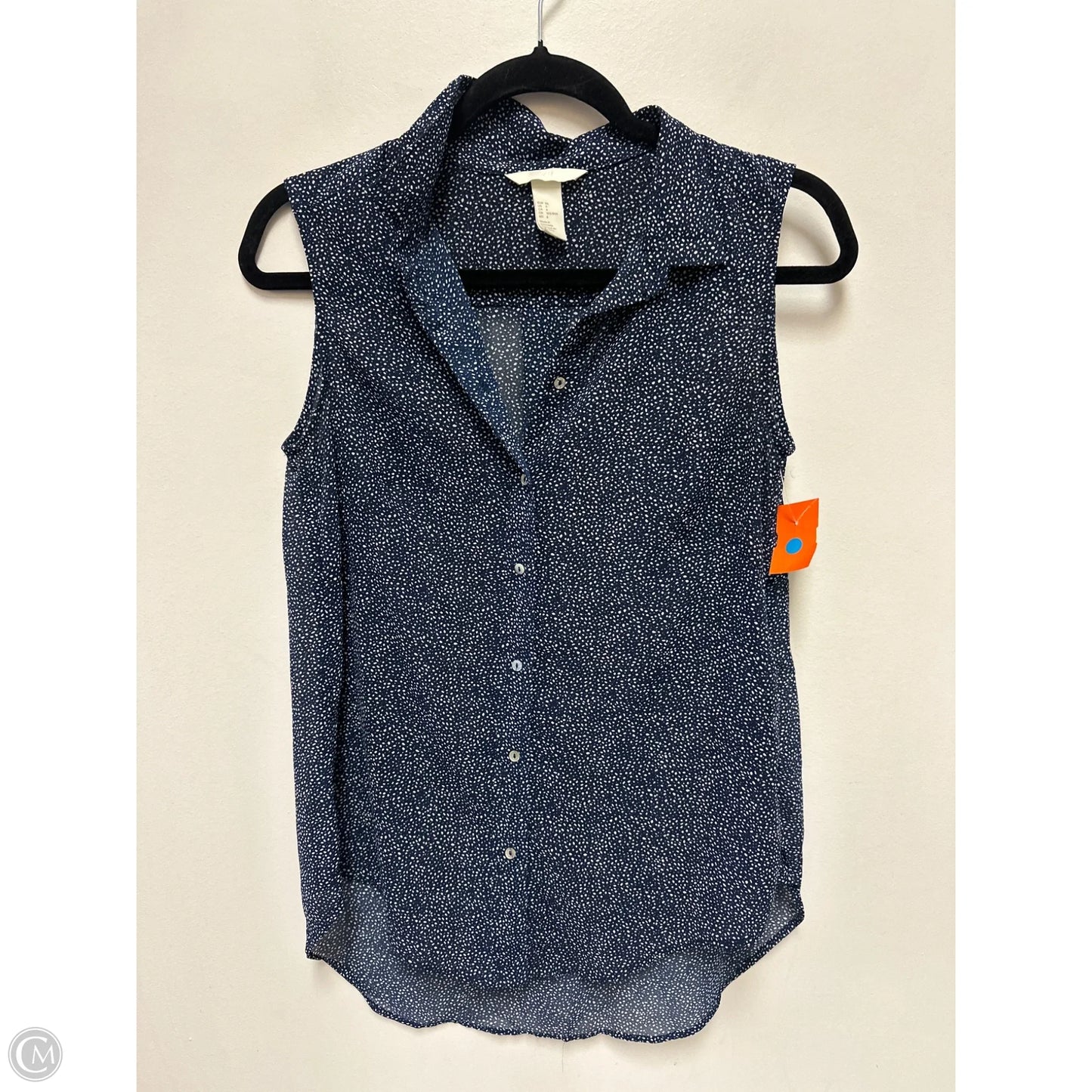 Blouse Sleeveless By H&m In Blue & White, Size: S