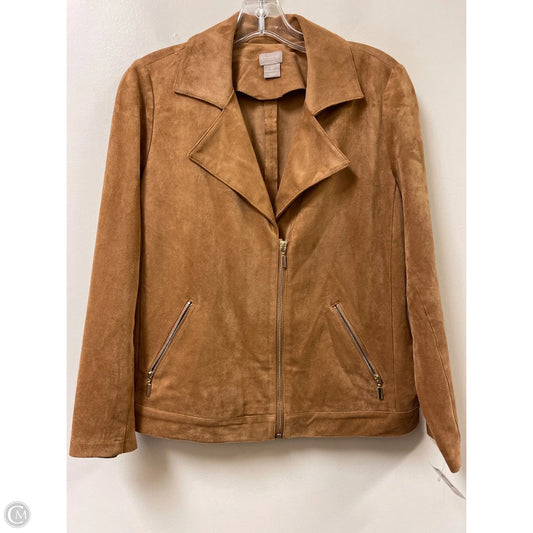 Jacket Moto By Chicos In Brown, Size: Mp