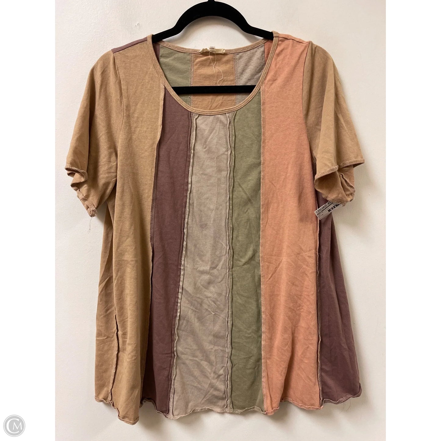 Top Short Sleeve By Easel In Striped Pattern, Size: M