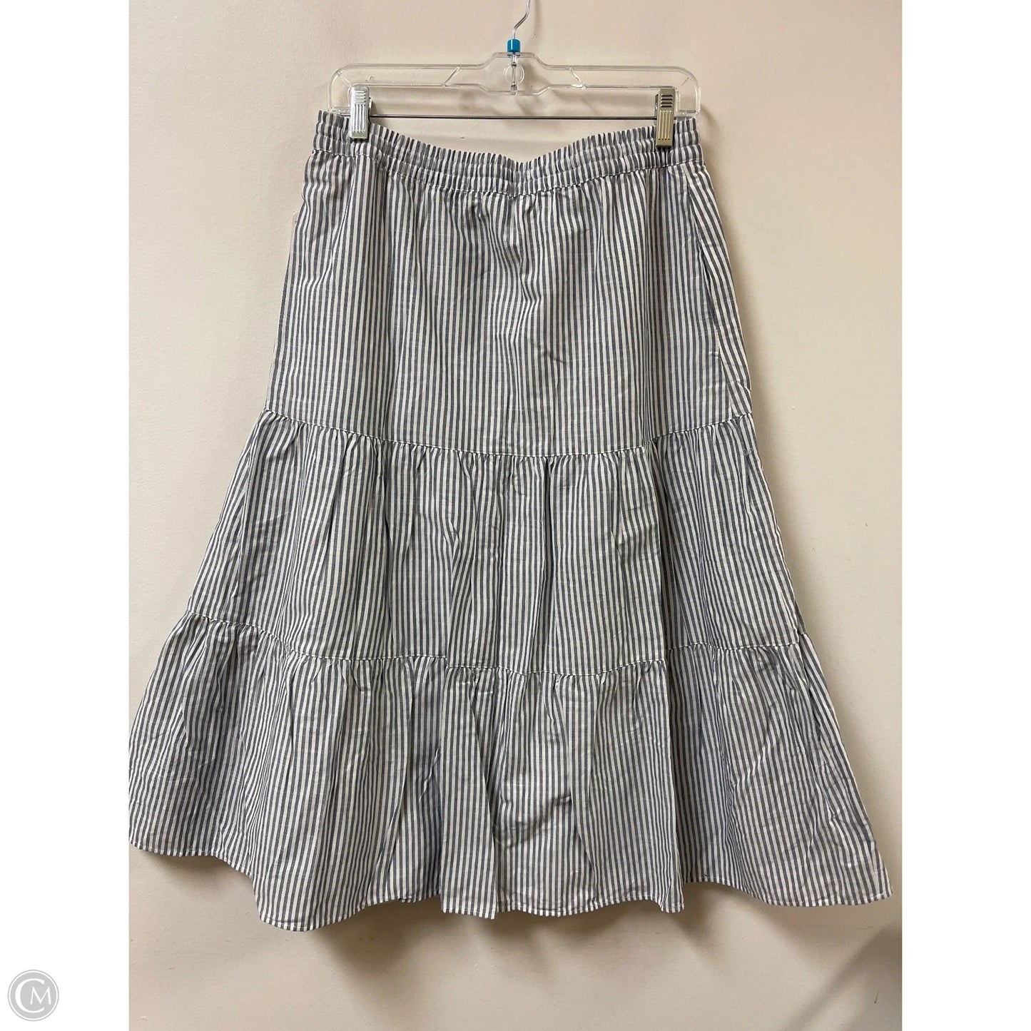 Skirt Midi By Talbots In Blue & White, Size: 4