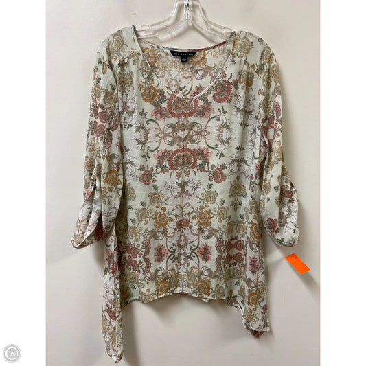 Top Long Sleeve By Zac And Rachel In Floral Print, Size: L