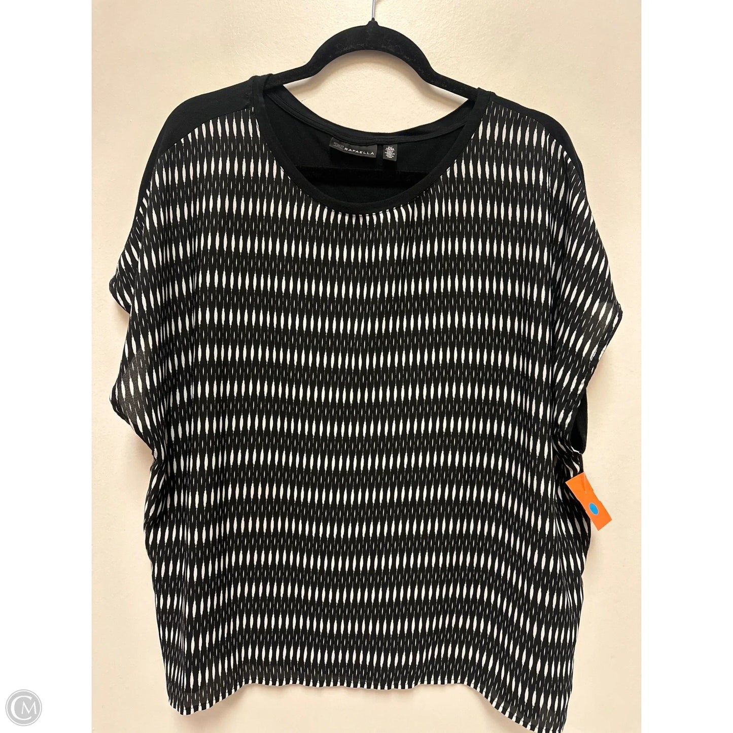 Top Short Sleeve By Rafaella In Black & White, Size: Xl