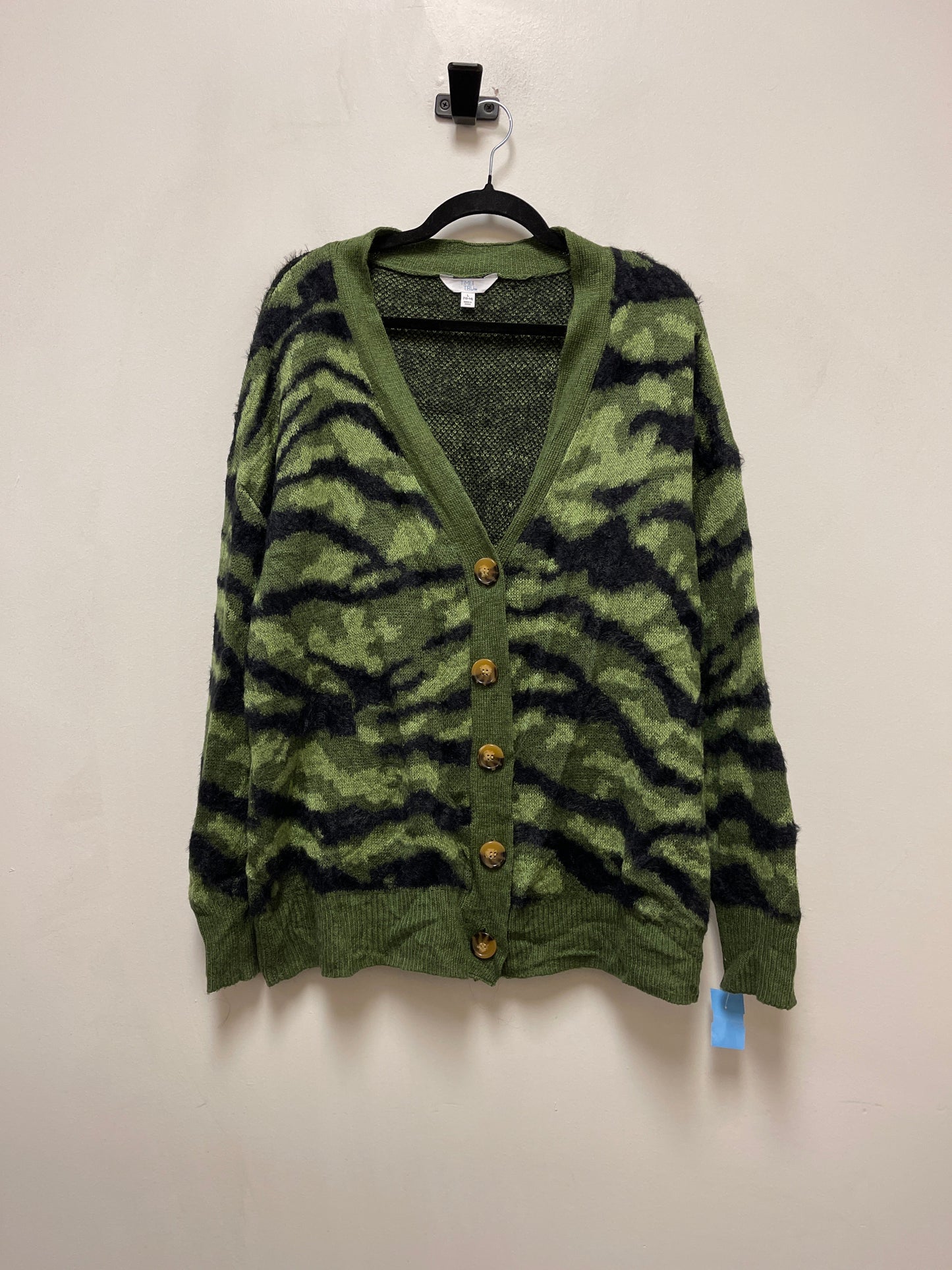 Sweater Cardigan By Time And Tru In Camouflage Print, Size: L