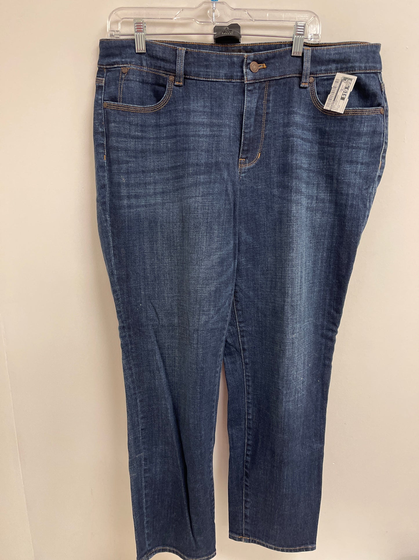 Jeans Straight By Talbots In Blue Denim, Size: 14