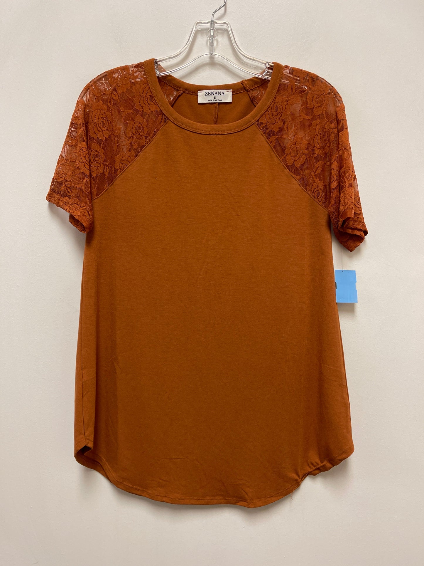 Top Short Sleeve By Zenana Outfitters In Orange, Size: S