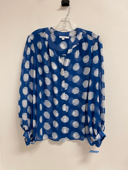 Top Long Sleeve By Chicos In Blue & White, Size: Xl