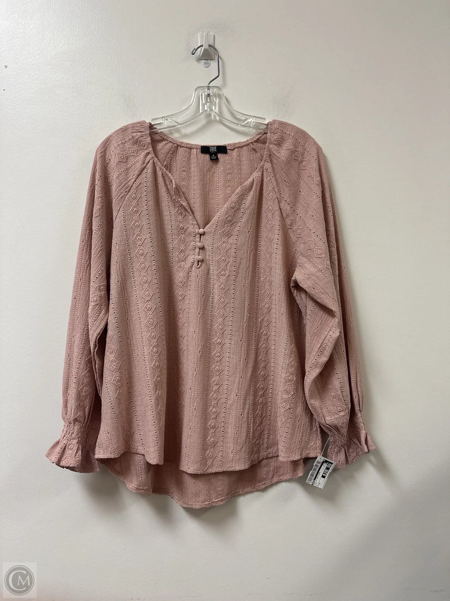 Top Long Sleeve Designer By Frye In Pink, Size: M