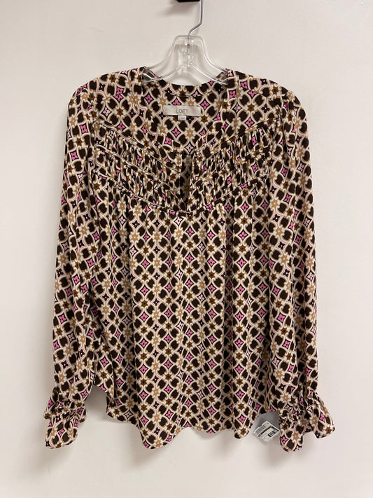 Top Long Sleeve By Loft In Brown & Purple, Size: L