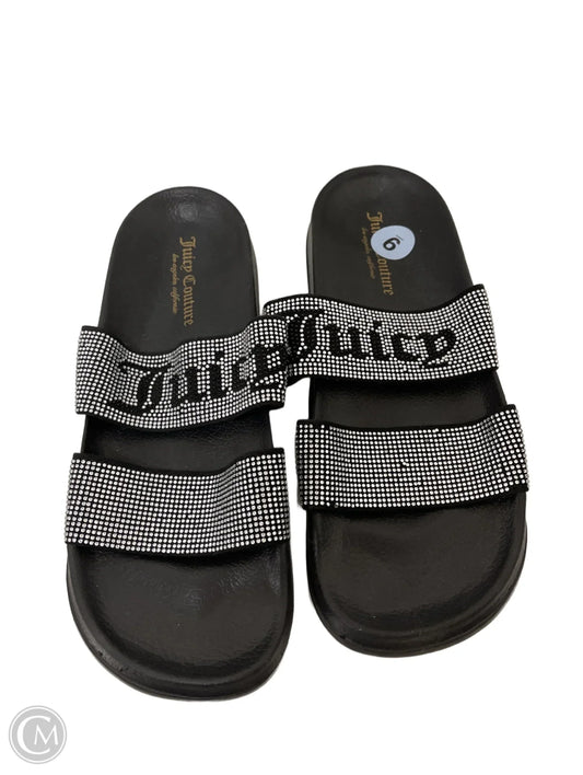 Sandals Flats By Juicy Couture In Black & Silver, Size: 9