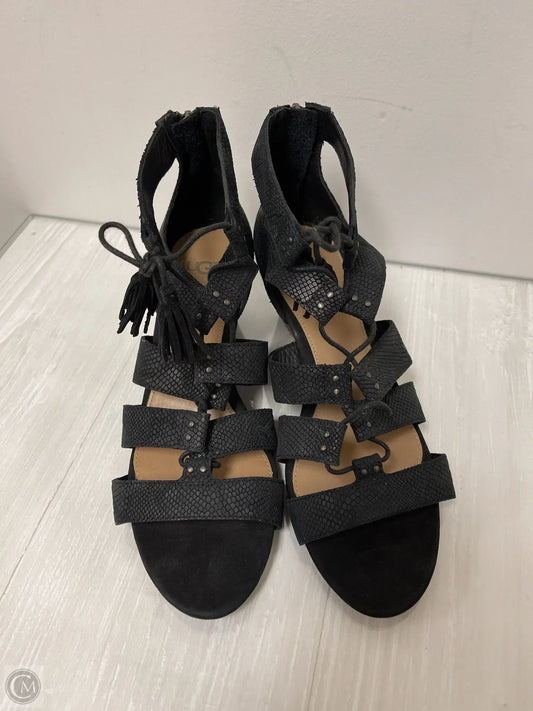 Sandals Heels Wedge By Ugg In Black, Size: 9.5