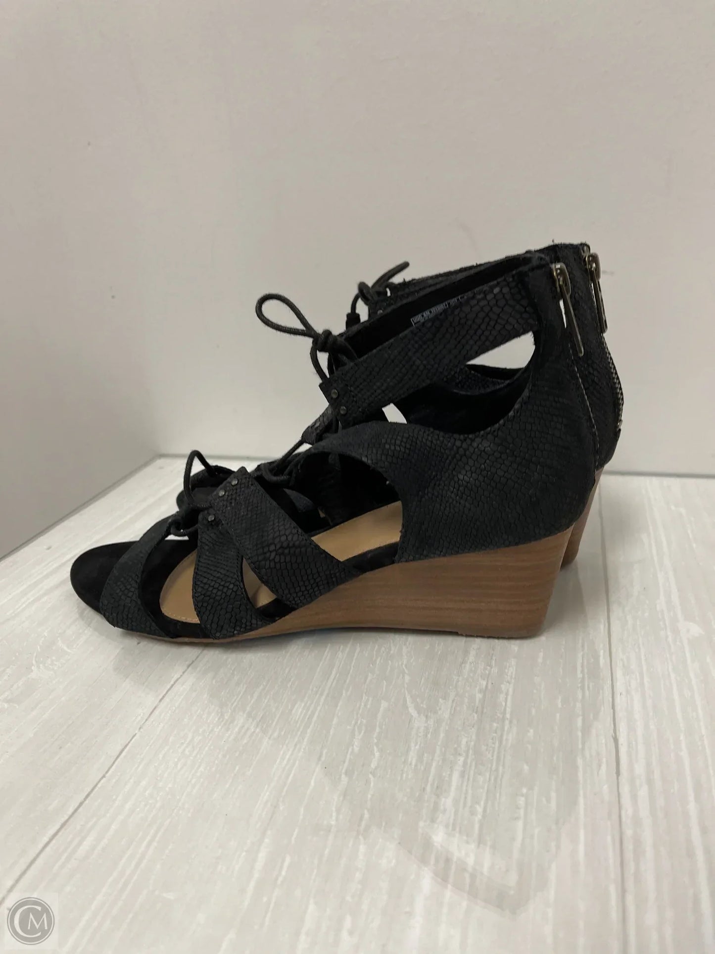 Sandals Heels Wedge By Ugg In Black, Size: 9.5