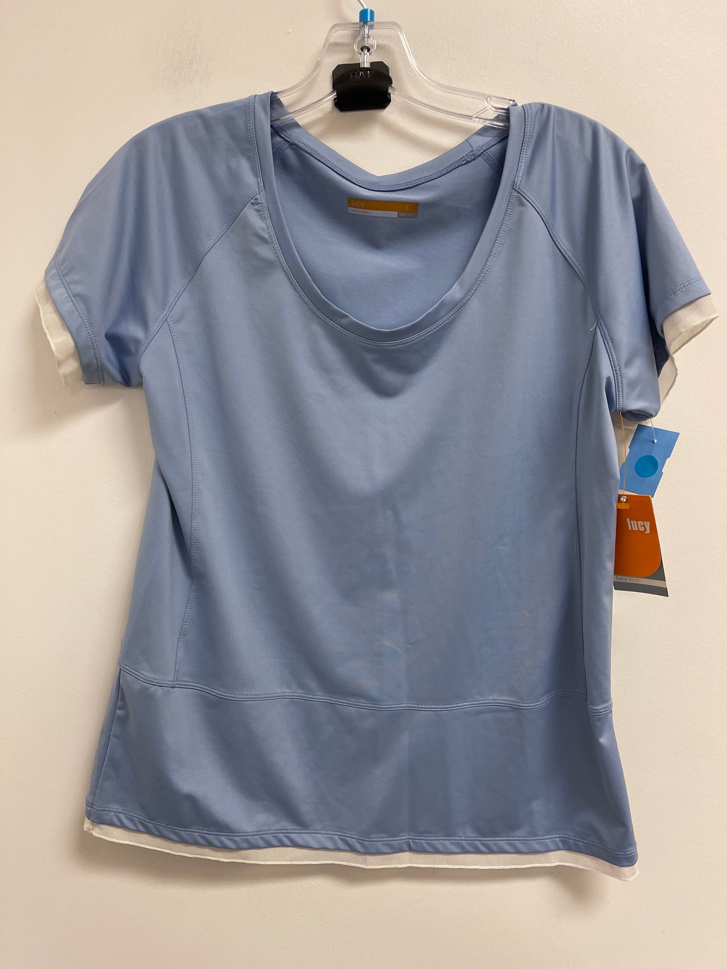 Athletic Top Short Sleeve By Lucy In Blue, Size: L