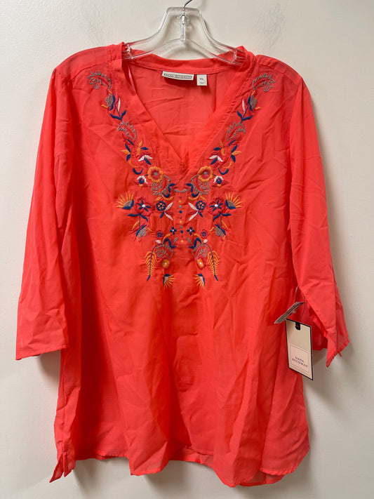 Top Long Sleeve By Dana Buchman In Orange, Size: Xl