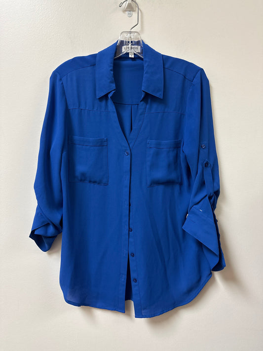 Blouse Long Sleeve By Express In Blue, Size: M