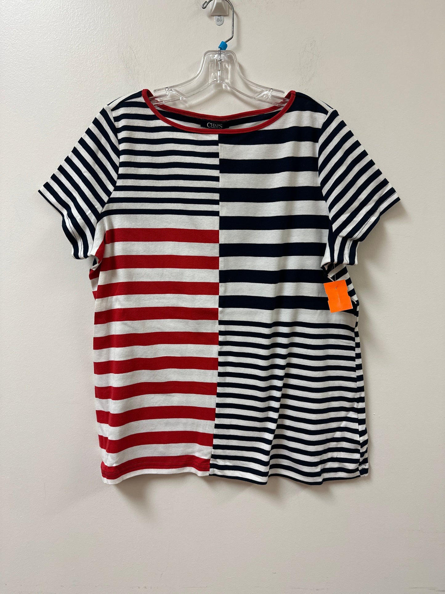 Top Short Sleeve By Chaps In Blue & Red & White, Size: 1x