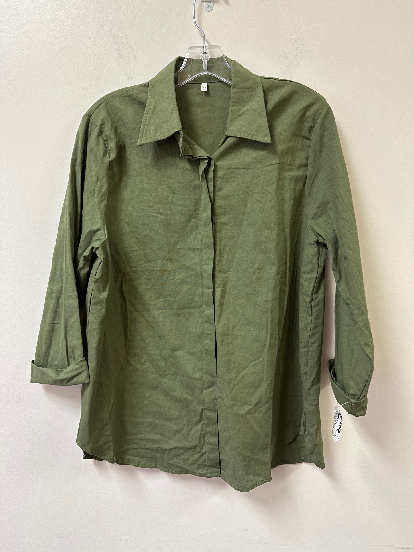 Blouse Long Sleeve By Clothes Mentor In Green, Size: Xl