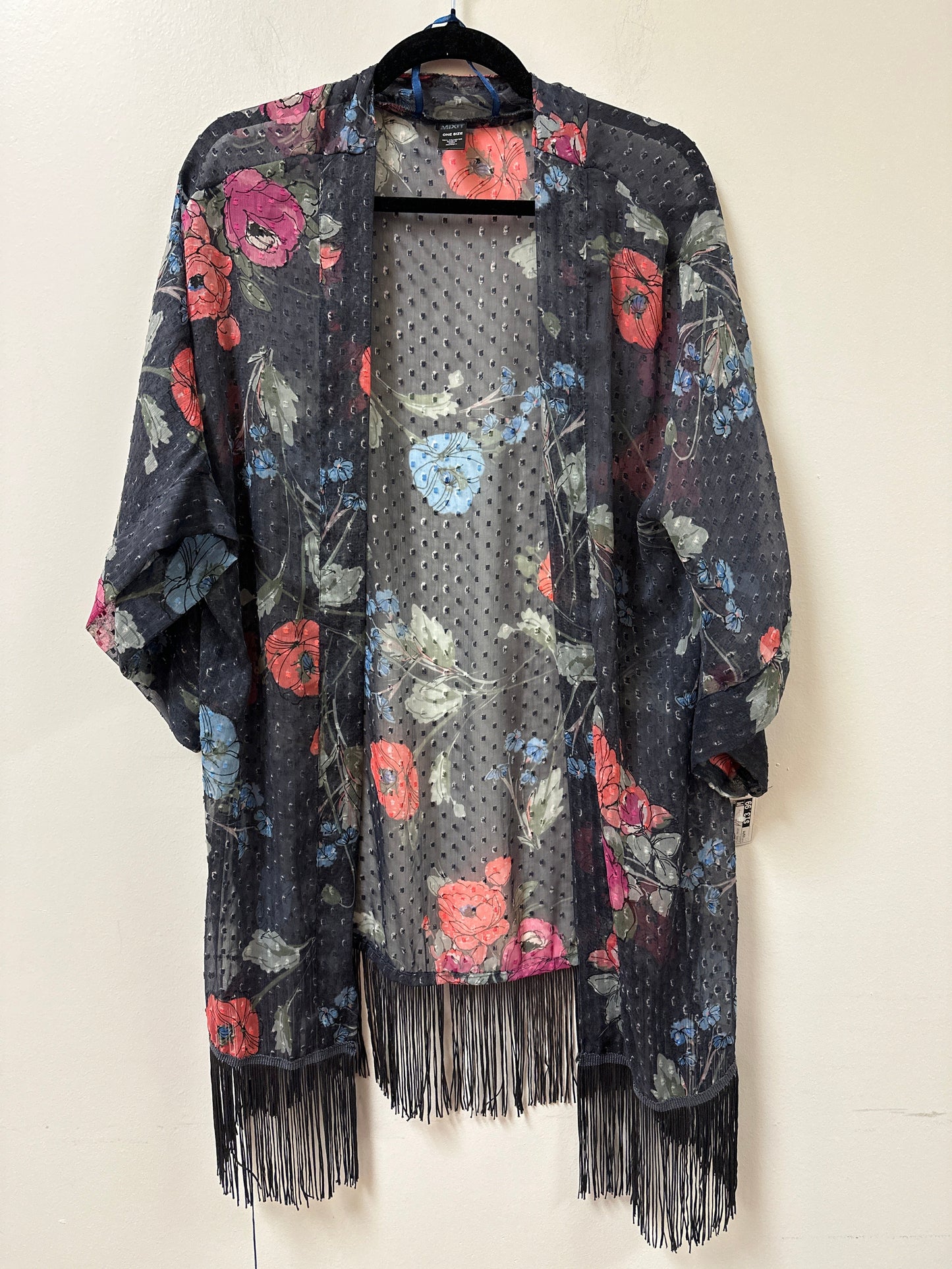 Kimono By Clothes Mentor In Floral Print, Size: Osfm