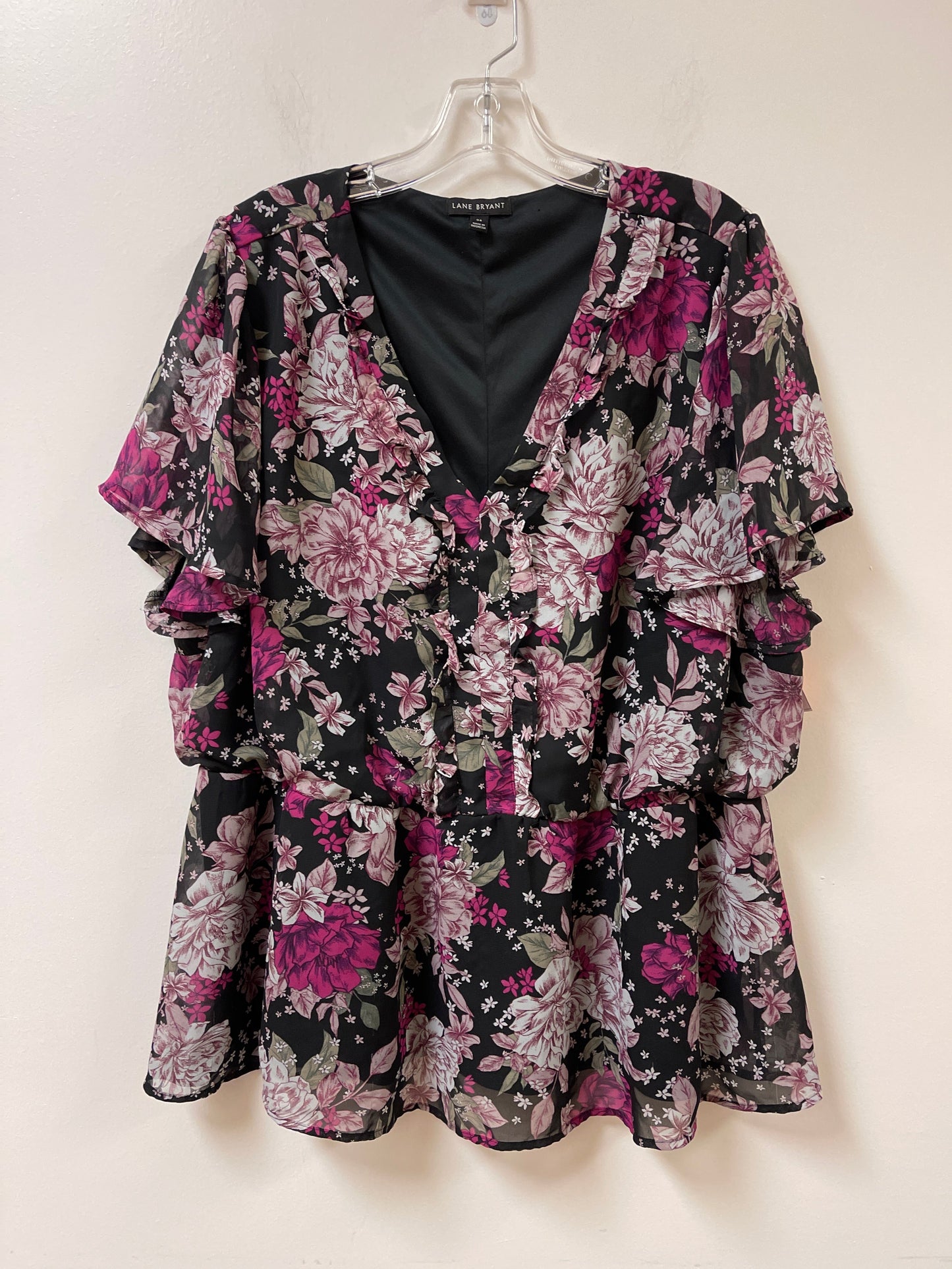 Top Short Sleeve By Lane Bryant In Black & Purple, Size: 3x