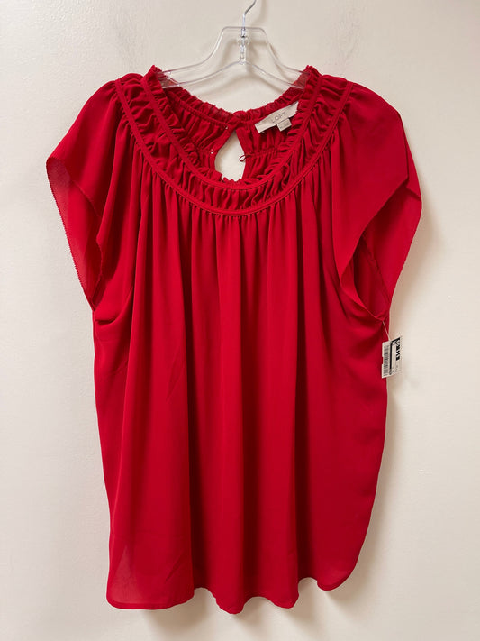 Top Short Sleeve By Loft In Red, Size: 2x