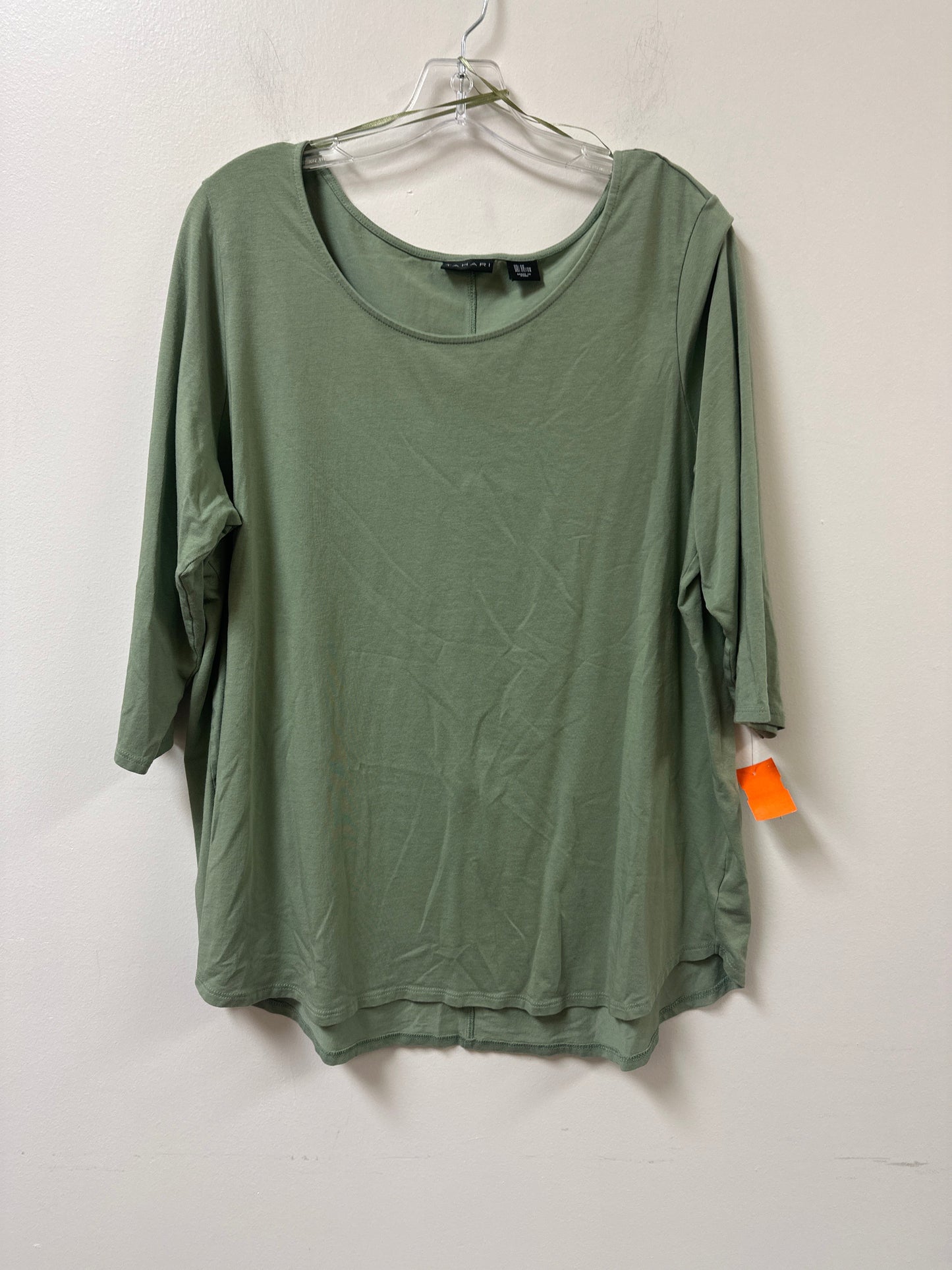 Top Long Sleeve By Tahari By Arthur Levine In Green, Size: 2x