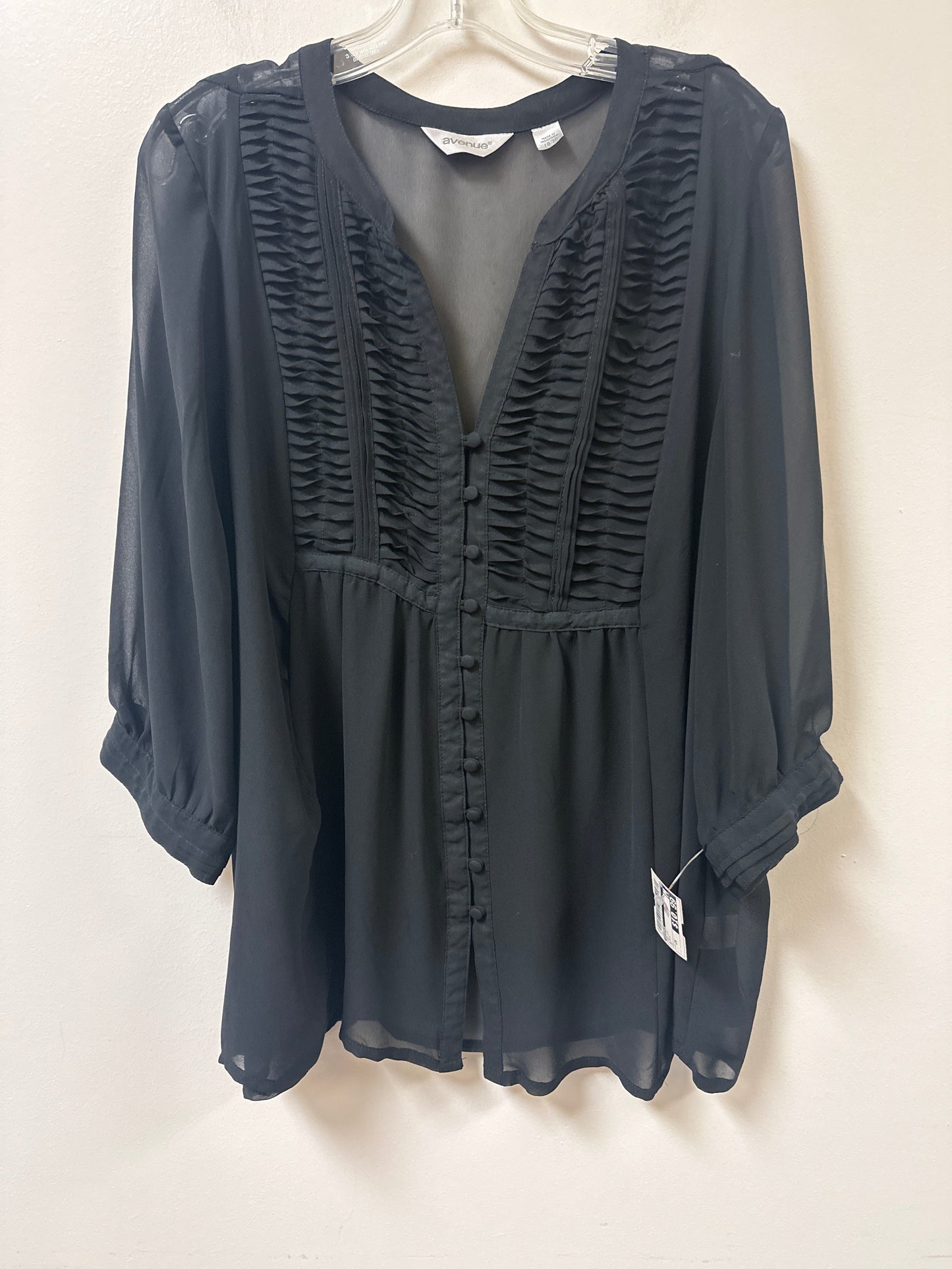 Top Long Sleeve By Avenue In Black, Size: 2x