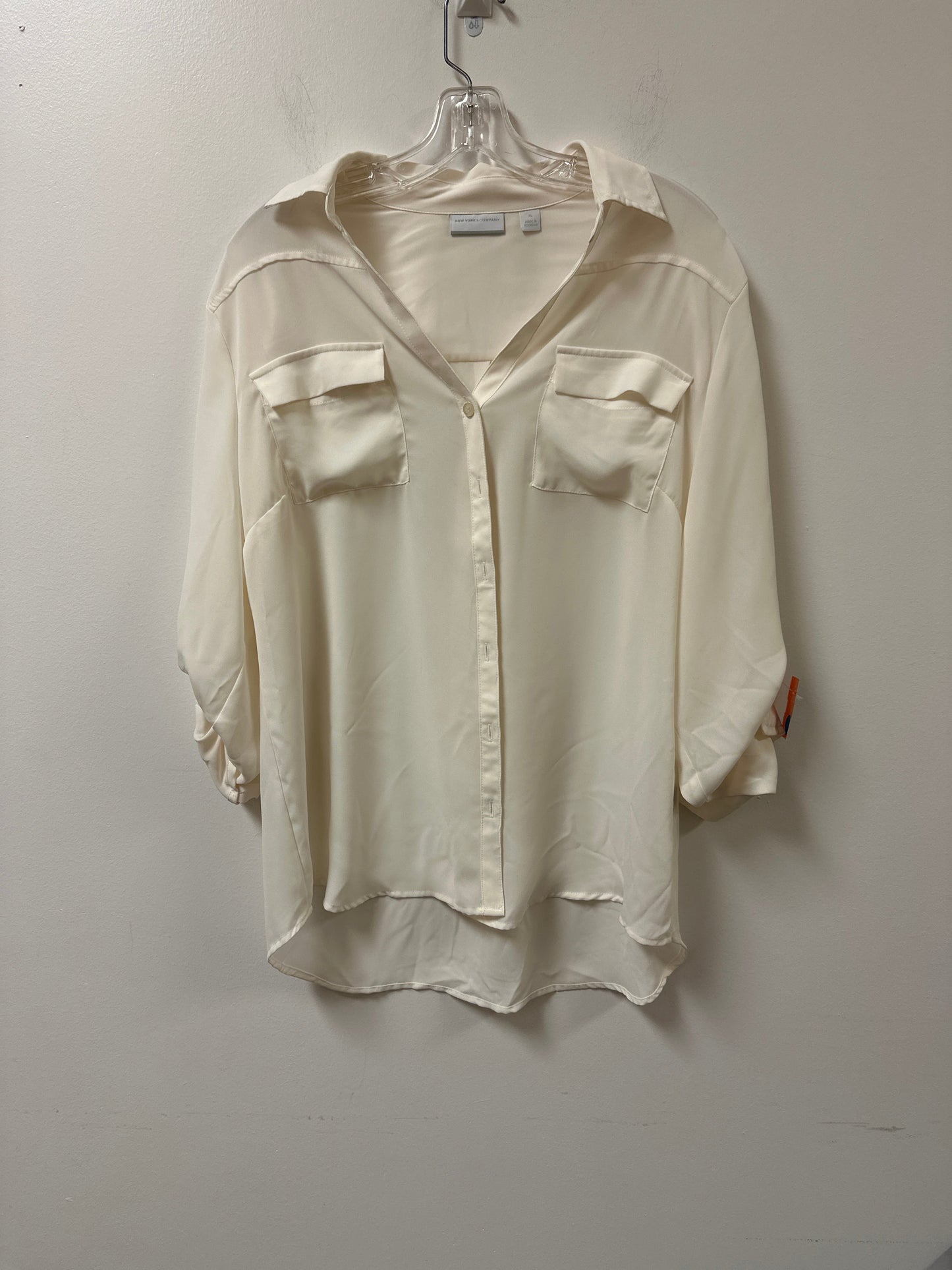 Blouse Long Sleeve By New York And Co In Cream, Size: Xl