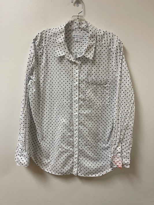 Blouse Long Sleeve By Liz Claiborne In Polkadot Pattern, Size: Xl