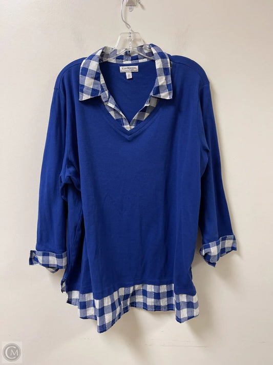 Top Long Sleeve By Kim Rogers In Blue, Size: 2x