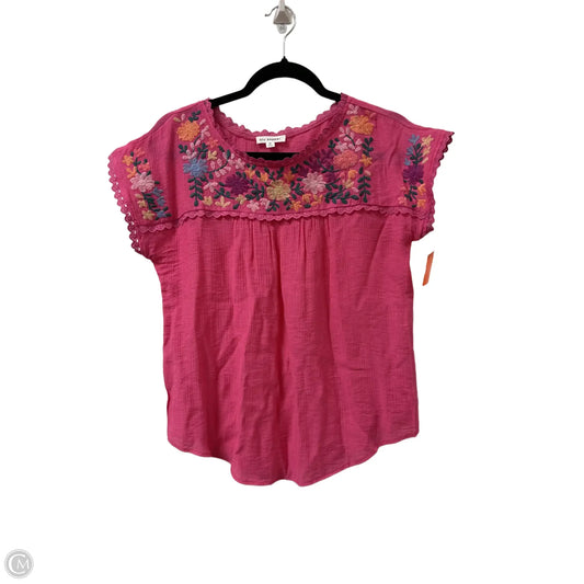 Top Short Sleeve By Blu Pepper In Pink, Size: M