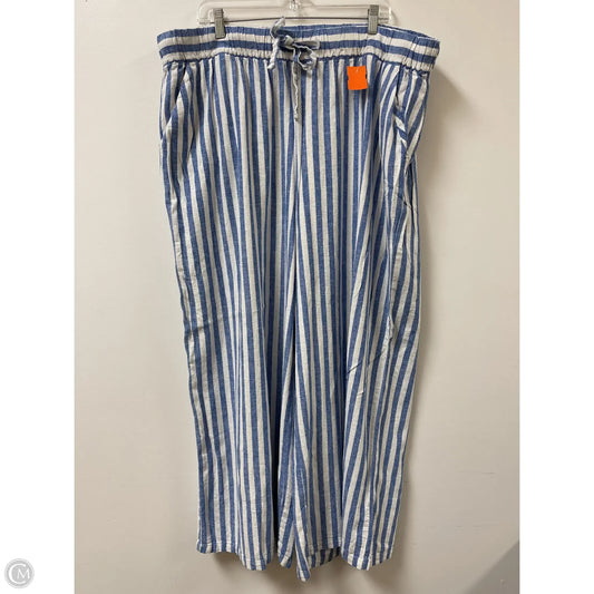 Pants Linen By Ava & Viv In Blue & White, Size: 20