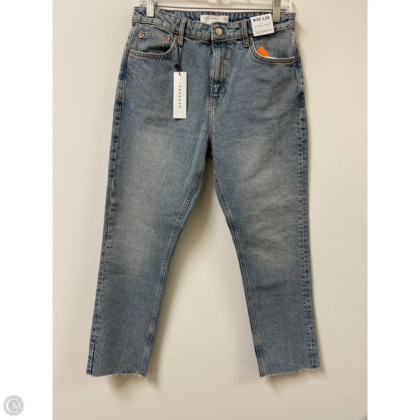 Jeans Straight By Top Shop In Blue Denim, Size: 10