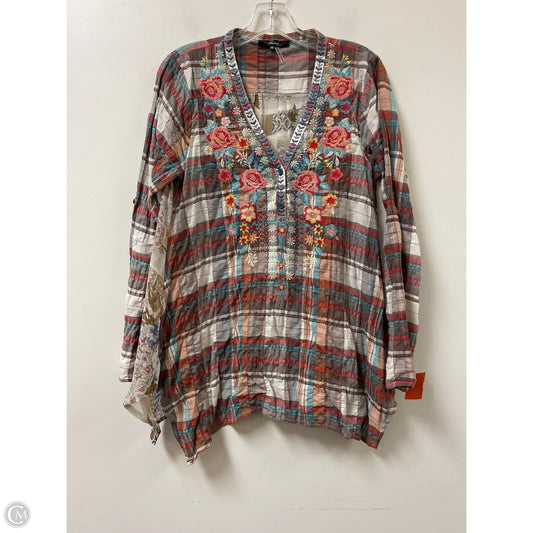 Top Long Sleeve By Andree By Unit In Plaid Pattern, Size: M