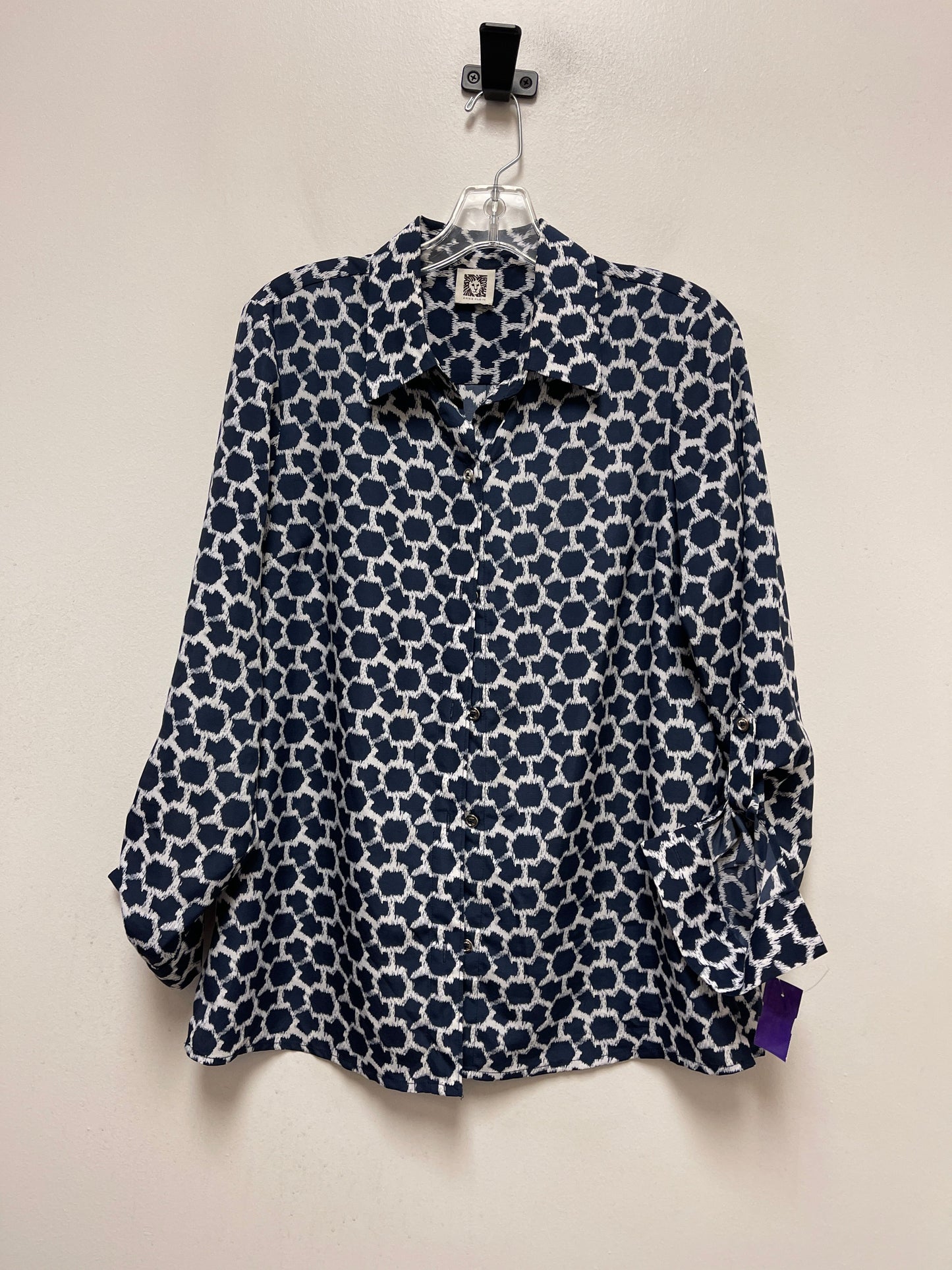 Navy Top Long Sleeve Anne Klein, Size M