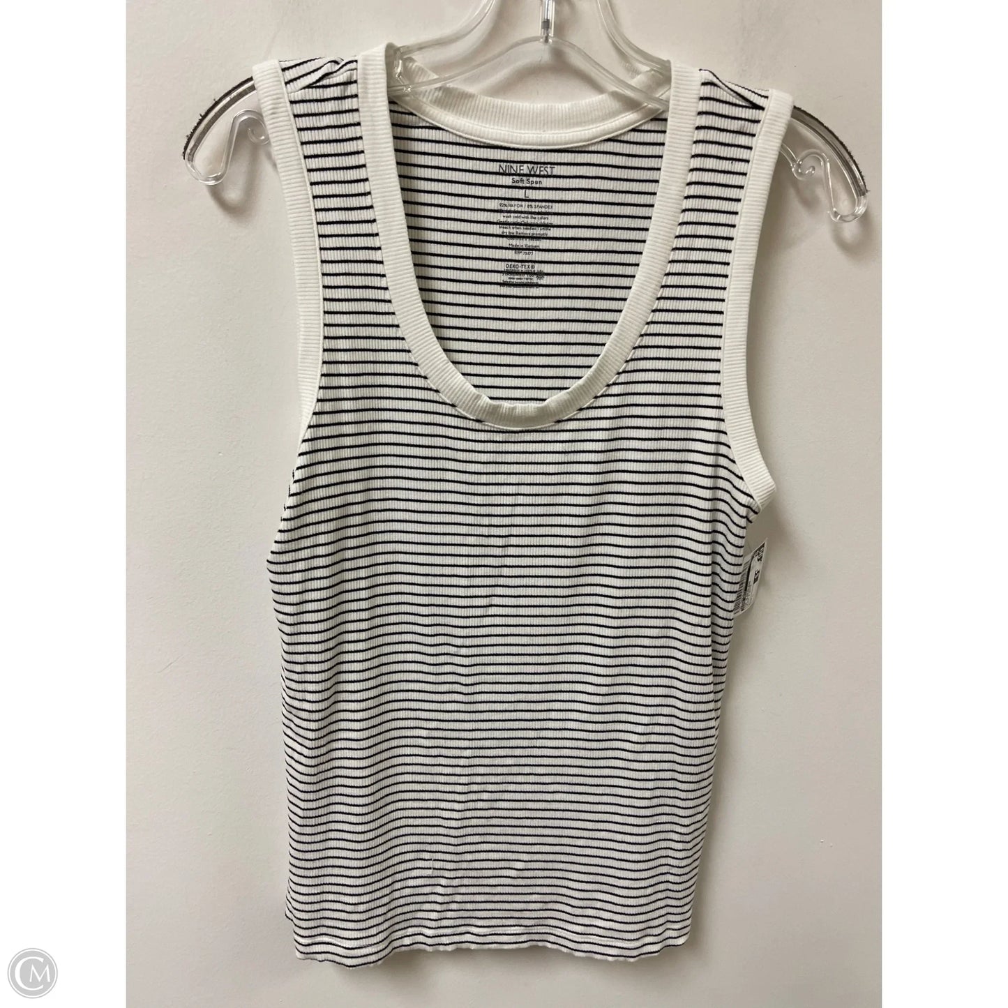 Top Sleeveless By Nine West In Black & White, Size: L