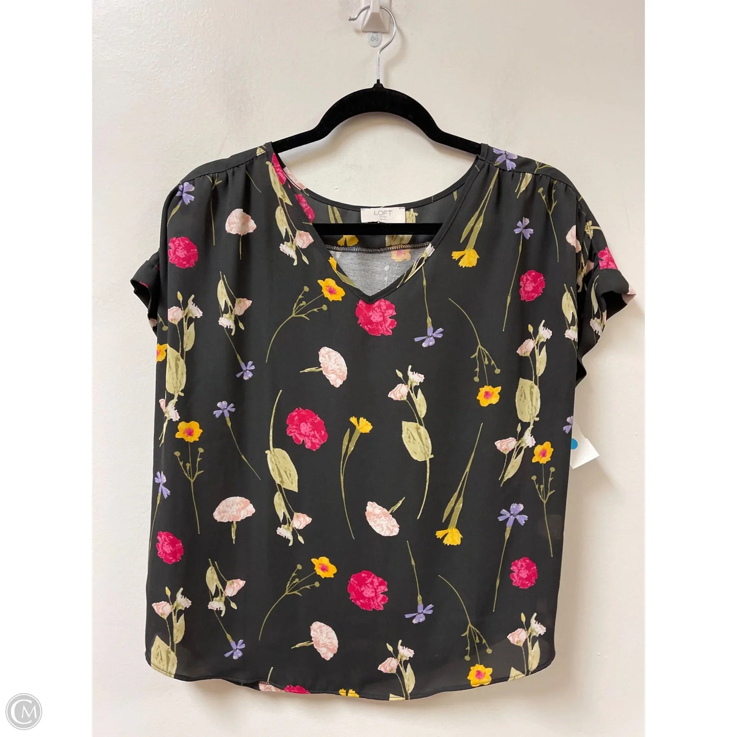 Top Short Sleeve By Loft In Floral Print, Size: Mp