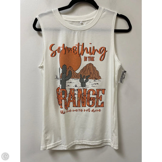 Top Sleeveless By Clothes Mentor In Cream & Orange, Size: S