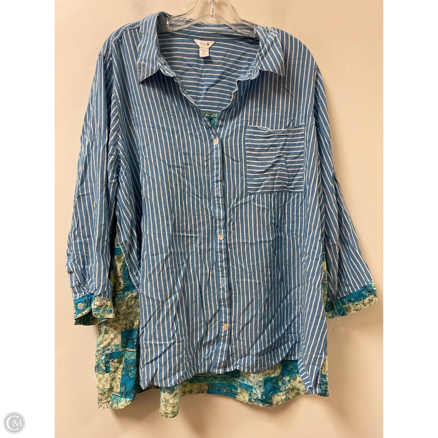 Blouse Long Sleeve By Intro In Blue & Green, Size: 3x