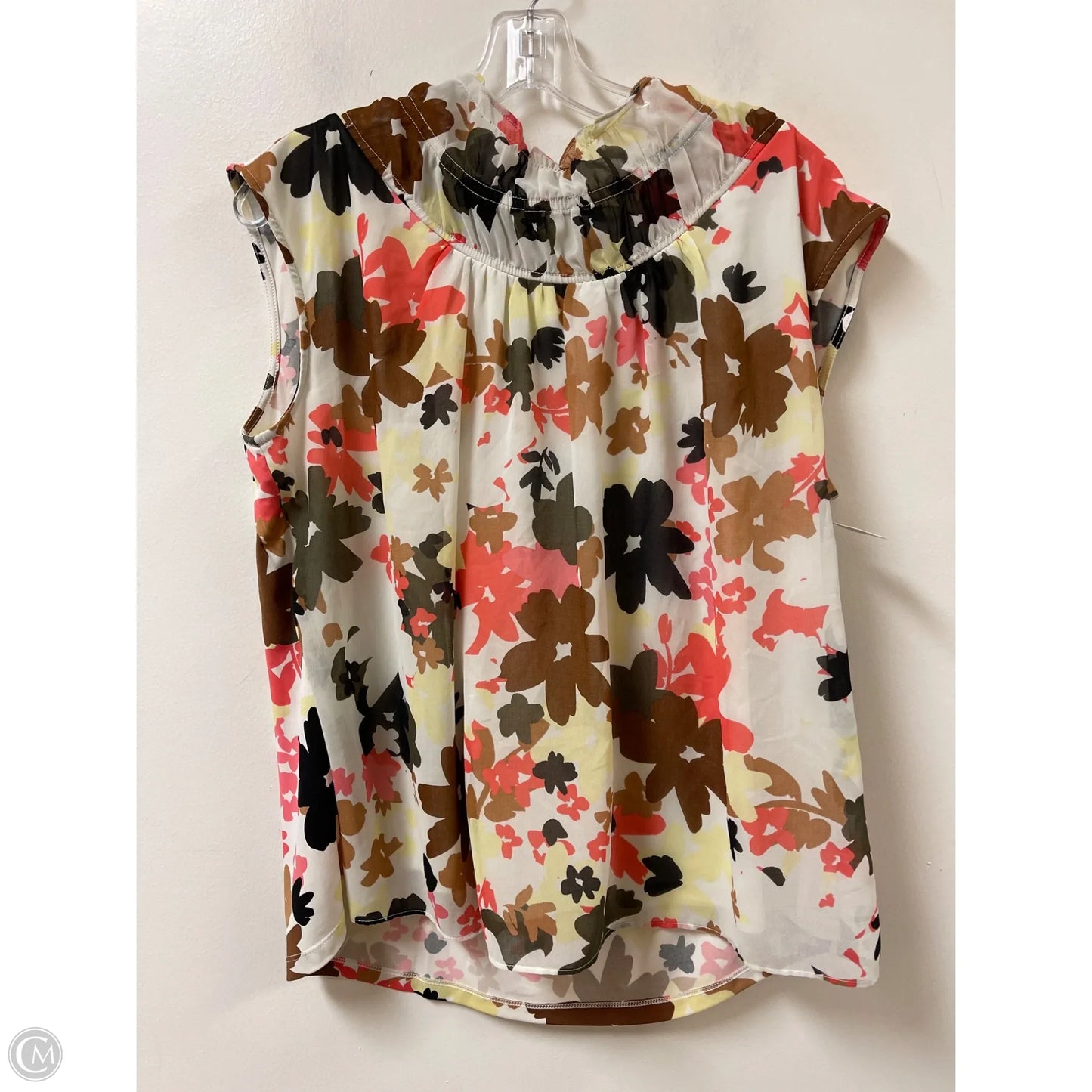Top Sleeveless By Calvin Klein In Floral Print, Size: L