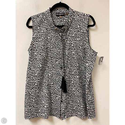 Blouse Designer By Karl Lagerfeld In Black & White, Size: Xl