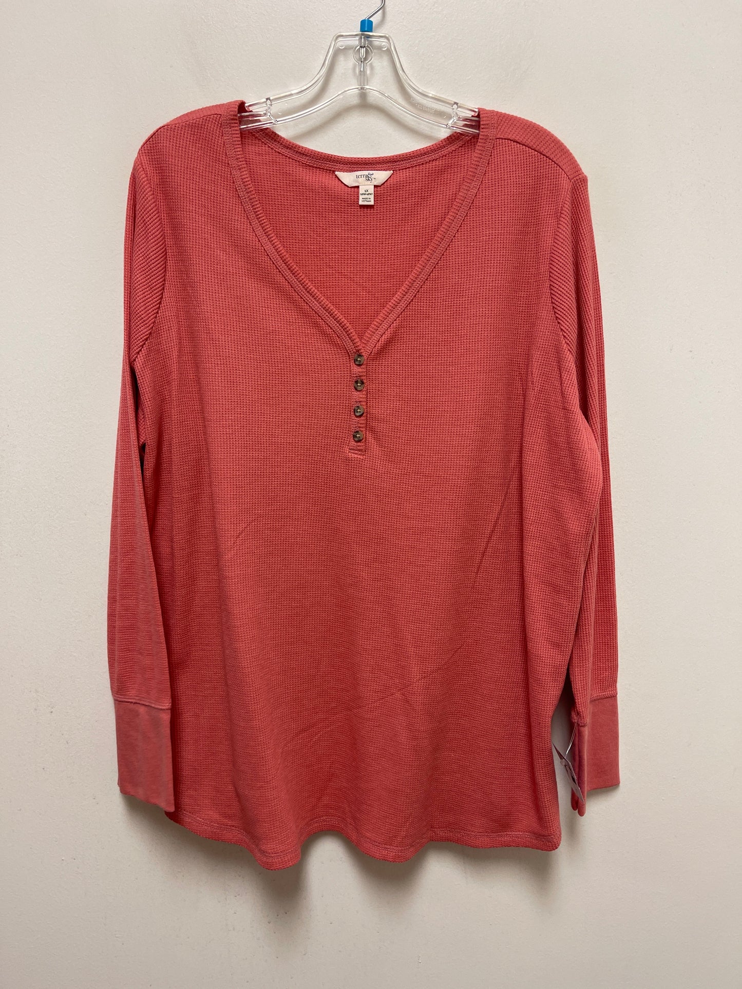 Pink Top Long Sleeve Terra & Sky, Size 1x